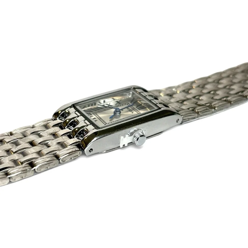 ORSGA Women's Rectangular Quartz Bracelet Watch Silver Tone Blue Hands 1180L